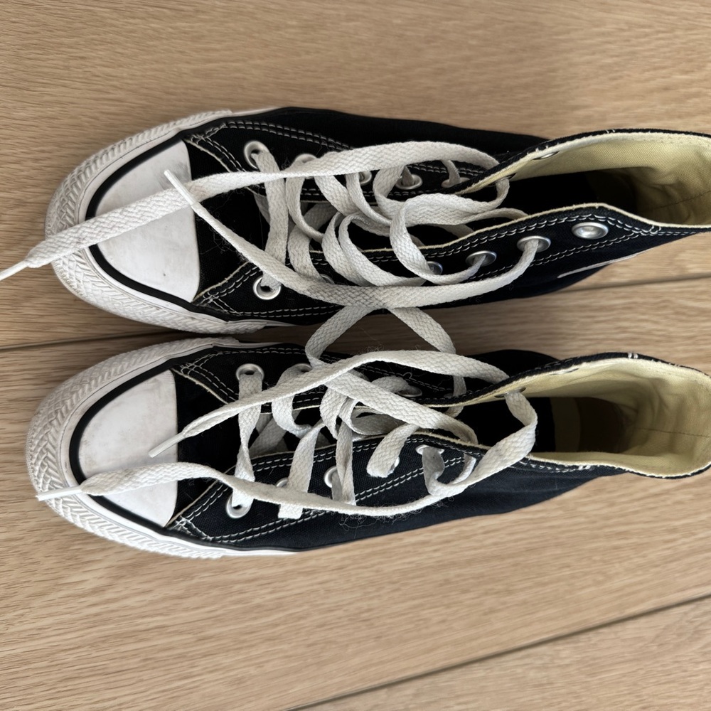 Black High-Top Sneakers with White Laces